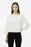 Blouse Met Laag Aangezette Schouders En Wijde Pasvorm — Ecru