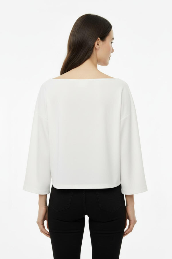 Blouse Met Laag Aangezette Schouders En Wijde Pasvorm — Ecru