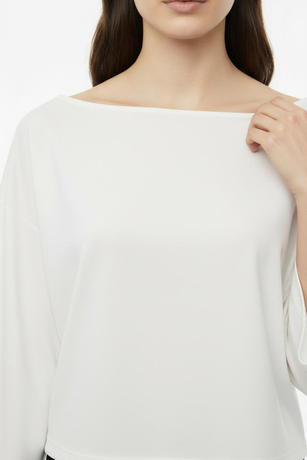 Blouse Met Laag Aangezette Schouders En Wijde Pasvorm — Ecru