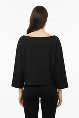 Blouse À Épaules Tombantes Et Coupe Ample — Noir