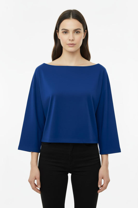 Bluse Mit Tief Angesetzter Schulter Und Weitem Schnitt — Marineblau