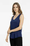 V - Hals Top Met Ovale Zoom En Smalle Bandjes — Marineblauw