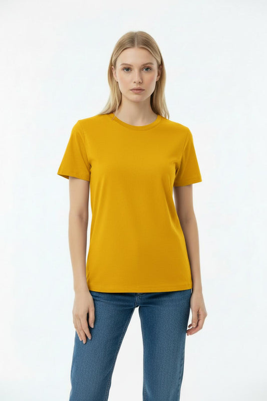 T - Shirt Mit Rundhalsausschnitt In Senf