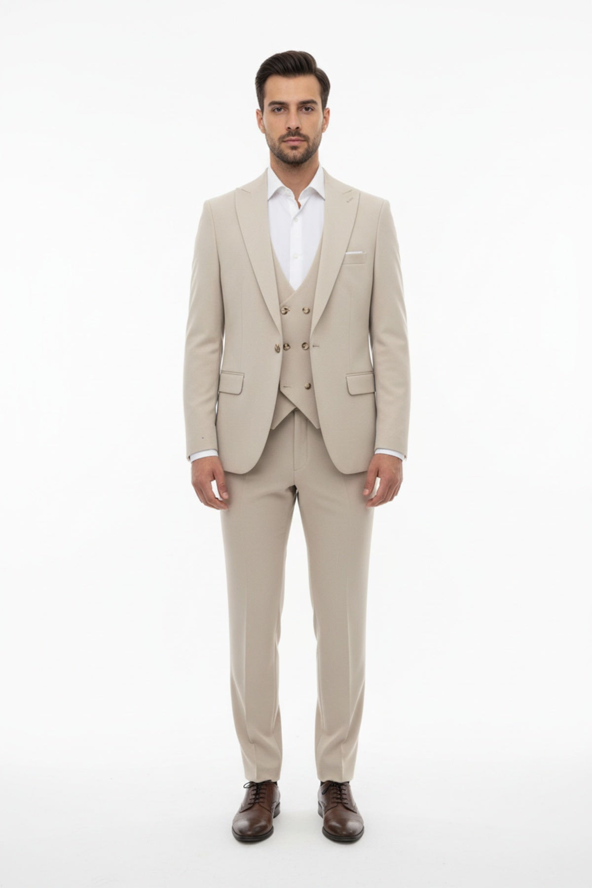 Petek Heren Driedelig Pak — Beige