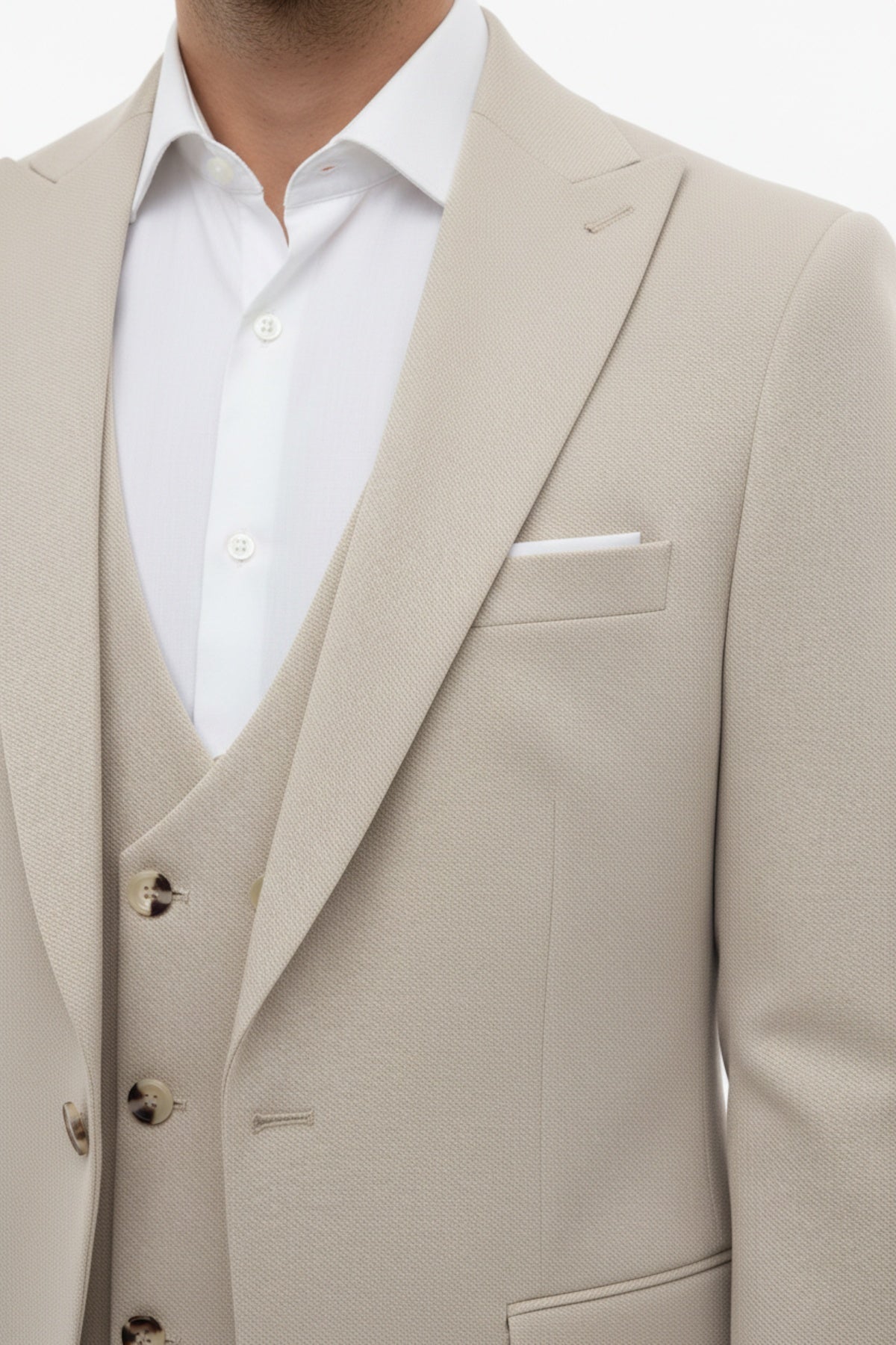 Petek Heren Driedelig Pak — Beige