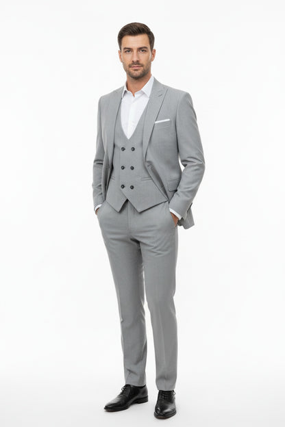 Herren Mega 3‑Teiliger Anzug — Hellgrau