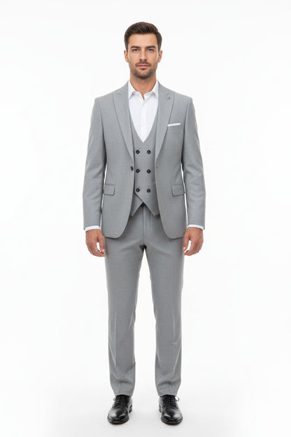 Herren Mega 3‑Teiliger Anzug — Hellgrau