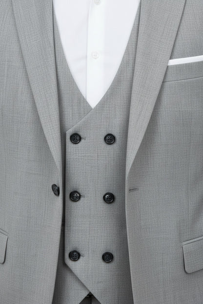 Herren Mega 3‑Teiliger Anzug — Hellgrau