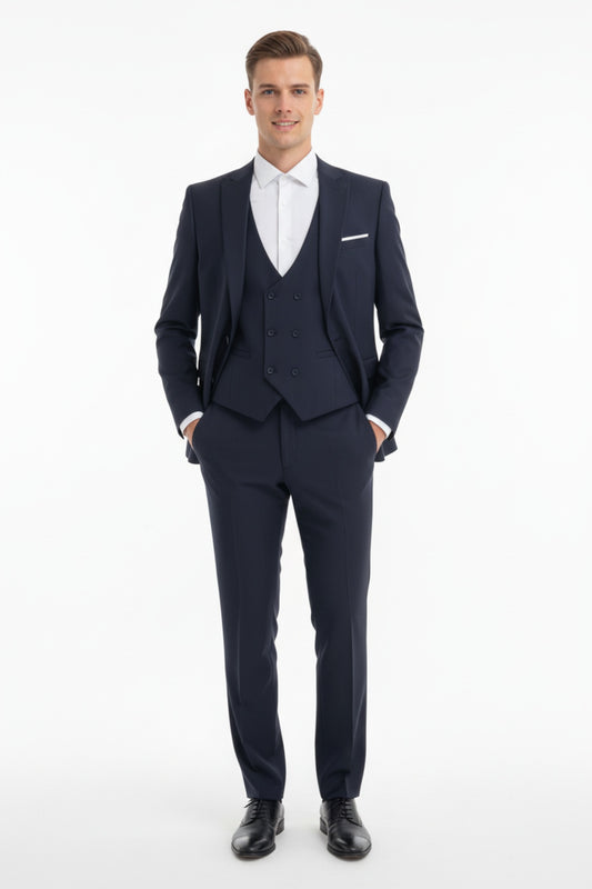 Bezayak Dreiteiliger Anzug – Marineblau