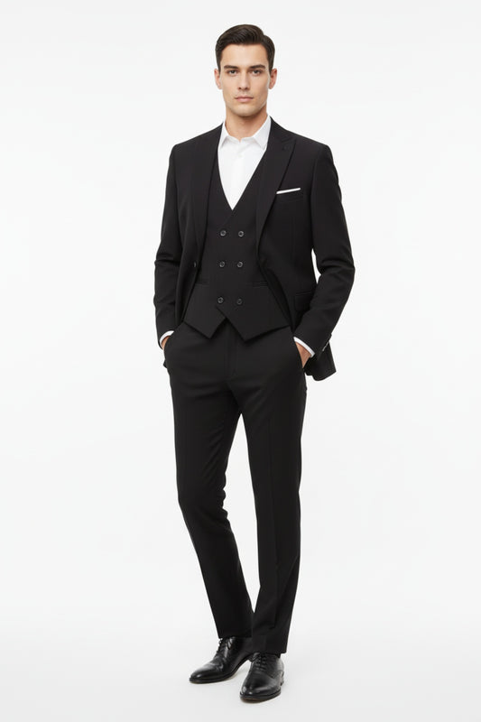 Double 3‑Teiliger Anzug — Schwarz