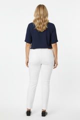 Pantalon Coton - Élasthanne Écru – Grande Taille