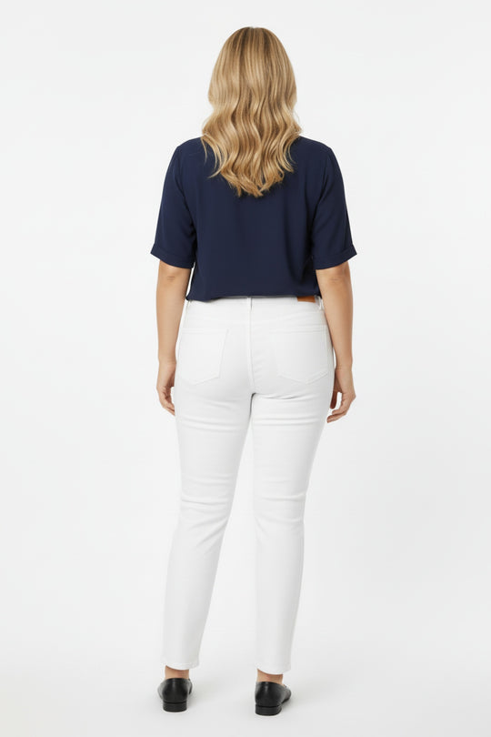 Cotton - Stretch Broek Off‑White – Plus‑Size