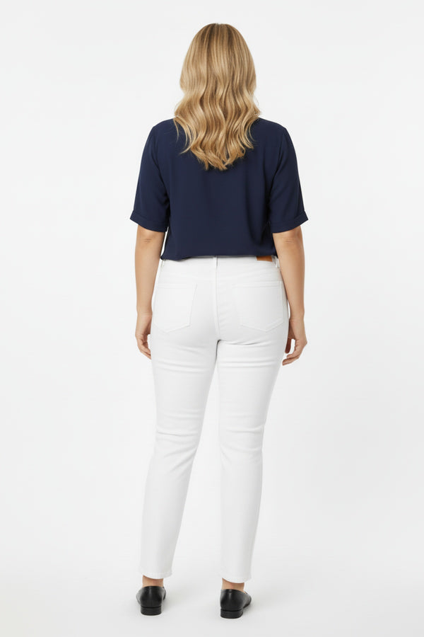 Cotton - Stretch Broek Off‑White – Plus‑Size