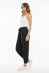 Pantalon En Viscose À Bas Élastiqués — Noir