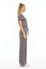Pantalon Large À Passepoil Latéral Et Poches — Gris