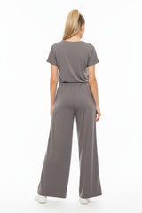 Pantalon Large À Passepoil Latéral Et Poches — Gris
