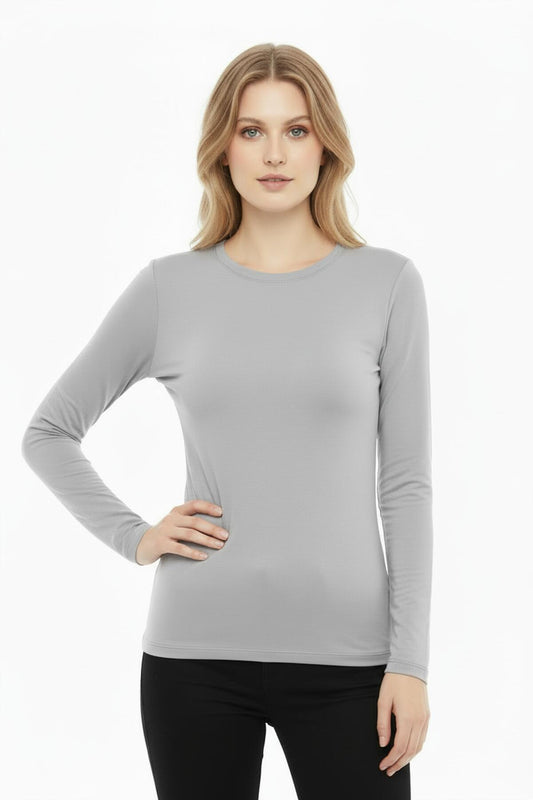 Crew‑Neck Blouse — Grey