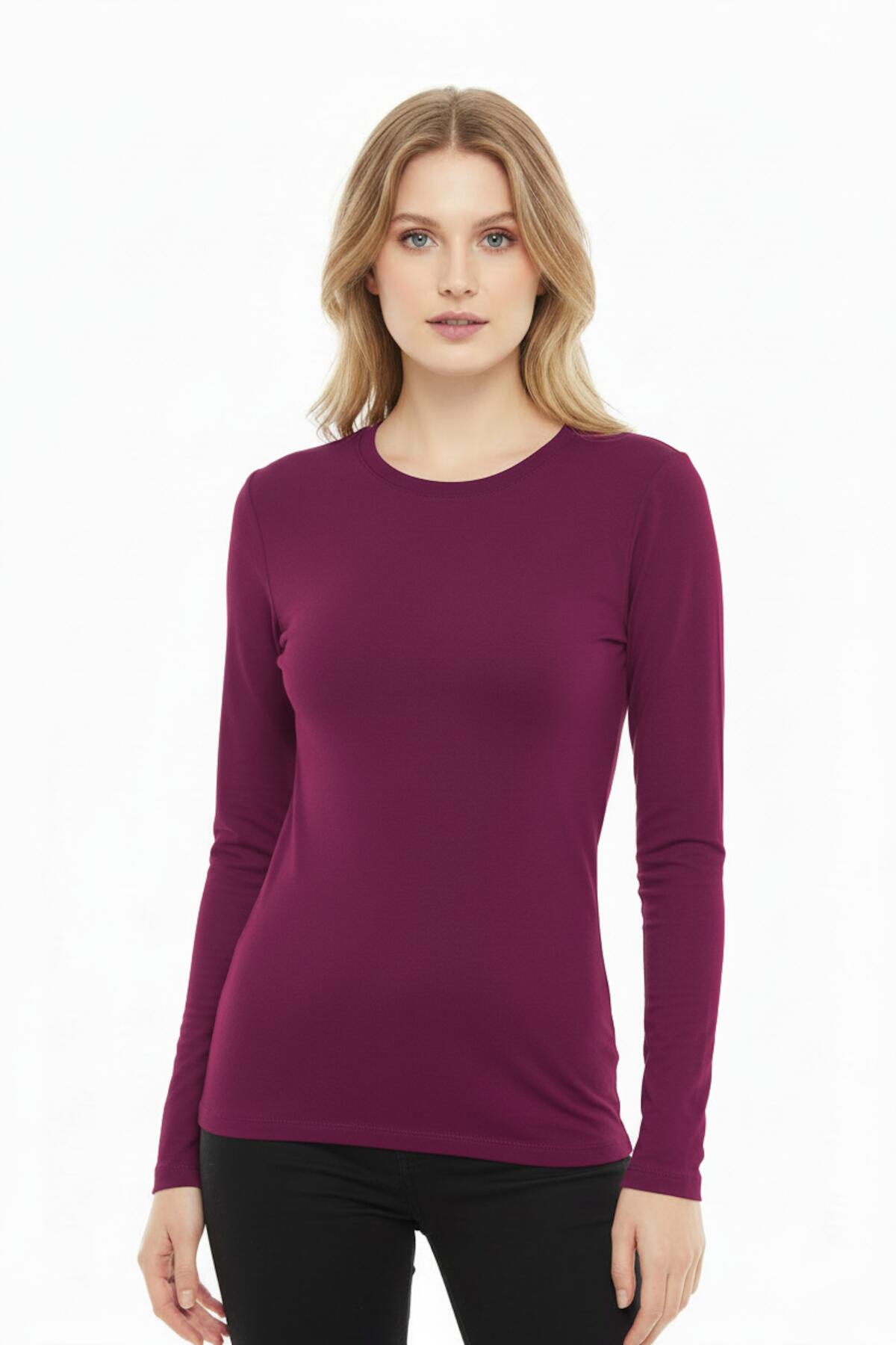 Blouse Met Ronde Hals — Pruim