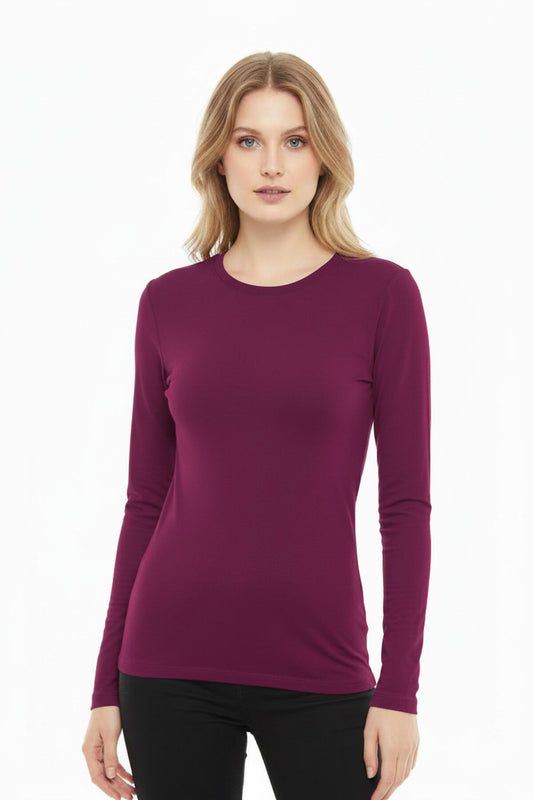 Kadın Bisiklet Yaka Bluz  Mürdüm