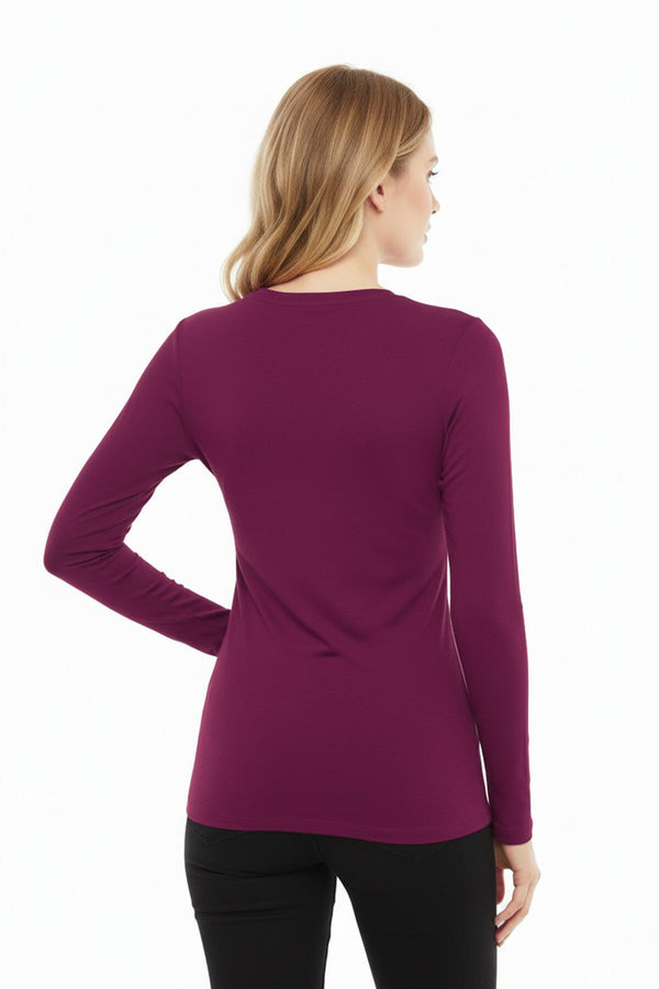 Blouse Met Ronde Hals — Pruim