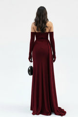 Robe De Soirée Rouge Effet Sirène Ornée De Pierres