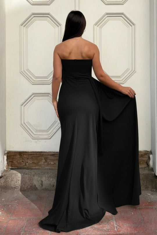 Schwarzes Crepe - Abendkleid