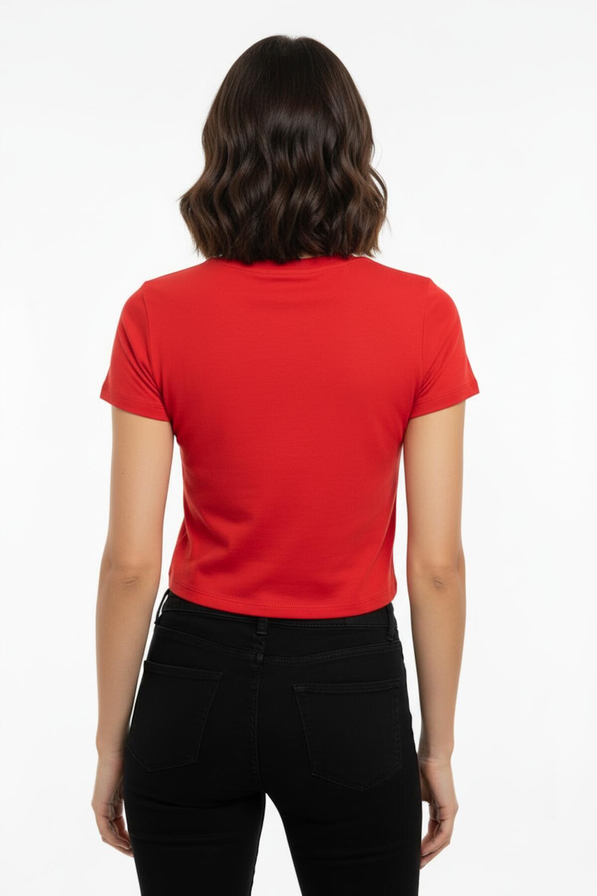 Kort Body - T - Shirt Met Ronde Hals — Rood