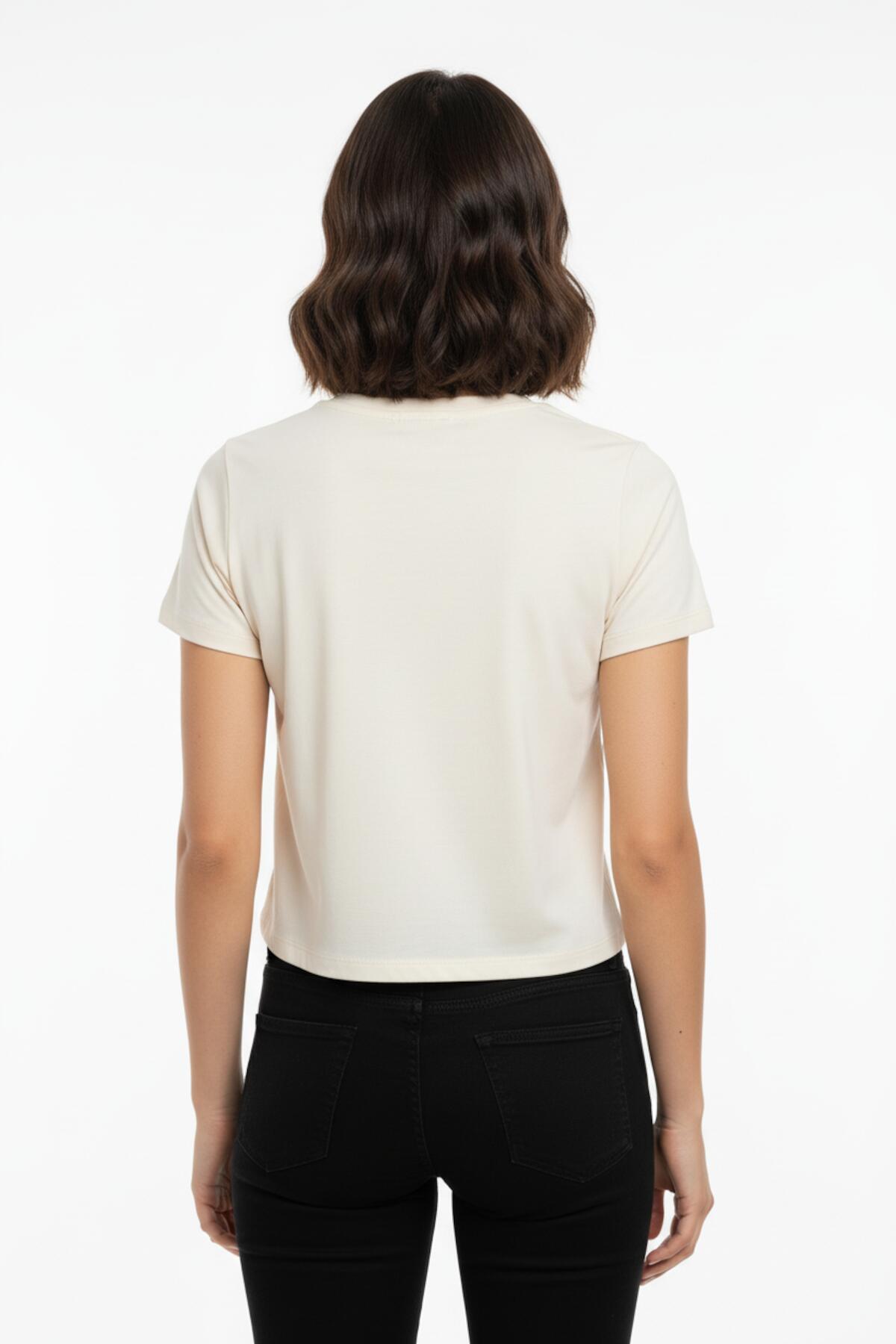 Kort Body - T - Shirt Met Ronde Hals — Off - White