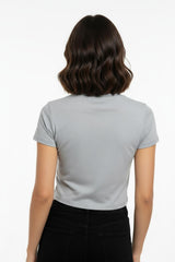 Kort Body - T - Shirt Met Ronde Hals — Grijs