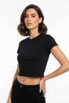 Korte Body - T‑Shirt Met Ronde Hals – Zwart