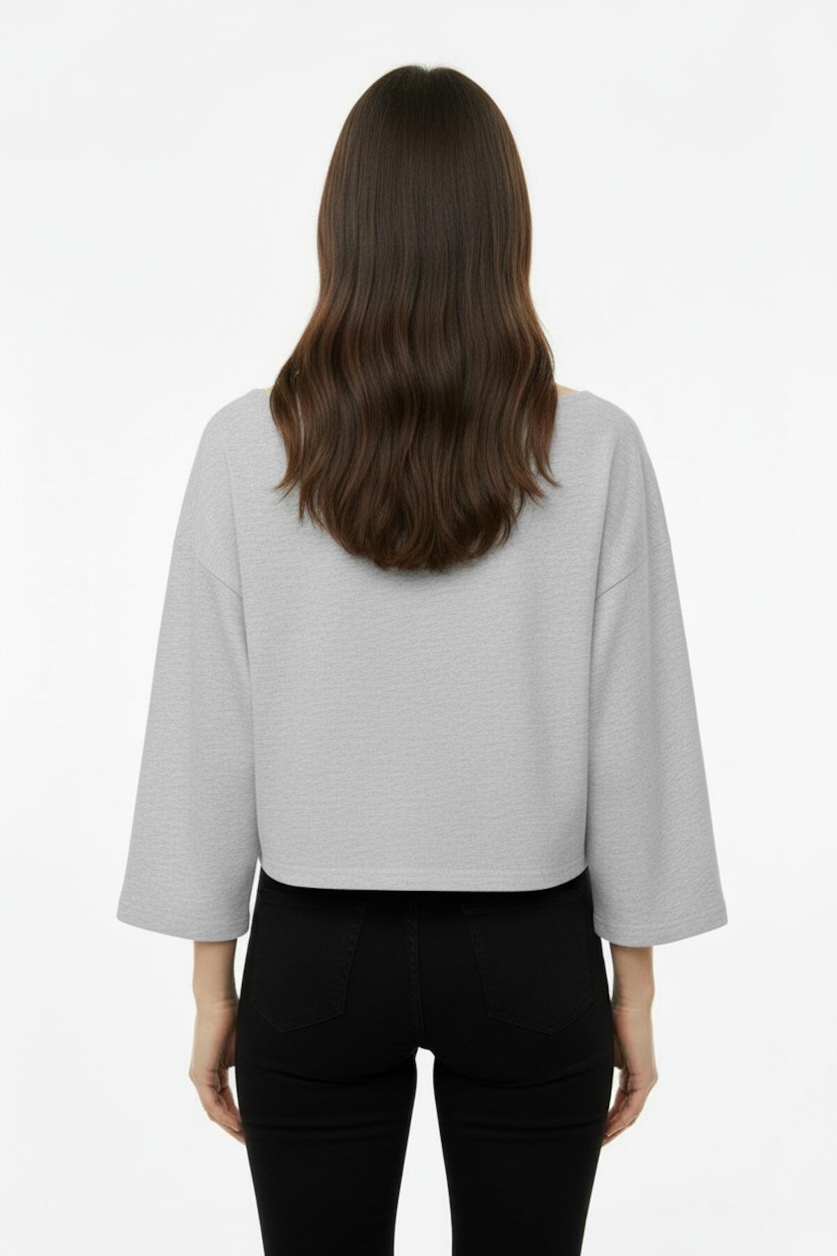 Oversized Blouse Met Lage Schouders En Wijde Mouwen – Grijs