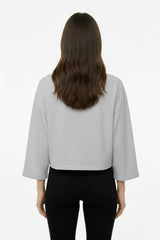 Blouse À Épaules Tombantes Et Manches Amples — Gris