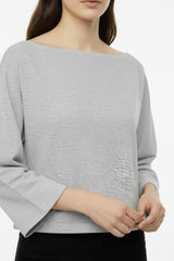 Blouse À Épaules Tombantes Et Manches Amples — Gris