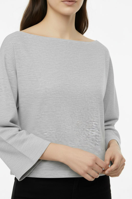 Oversized Blouse Met Lage Schouders En Wijde Mouwen – Grijs