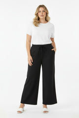 Pantalon Long Grande Taille À Taille Élastique — Noir
