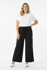 Pantalon Long Grande Taille À Taille Élastique — Noir