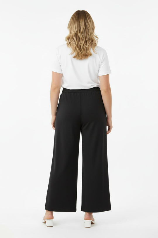 Plus - Size Lange Broek Met Elastische Taille – Zwart