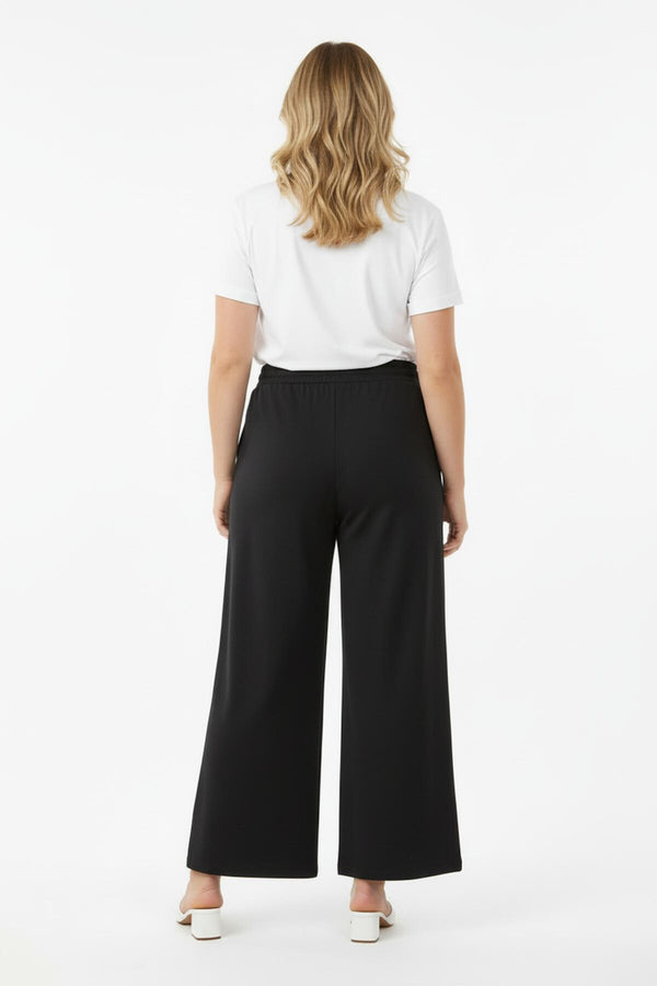 Plus - Size Lange Broek Met Elastische Taille – Zwart