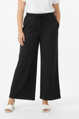 Pantalon Long Grande Taille À Taille Élastique — Noir