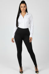 Legging À Bride D'orteil Et Strass — Noir
