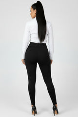 Legging À Bride D'orteil Et Strass — Noir