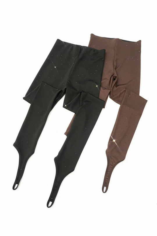 Legging Met Voetlus En Siersteentjes – Zwart