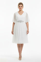 Robe Midi En Tulle Blanc Pailleté, Taille Ornée De Pierres — Grande Taille