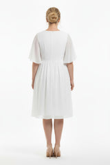 Robe Midi En Tulle Blanc Pailleté, Taille Ornée De Pierres — Grande Taille