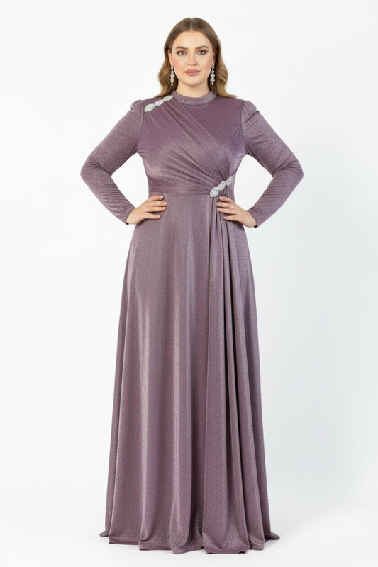 Abendkleid In Großen Größen Mit Taillen - Und Schulterdetails — Puderrosa