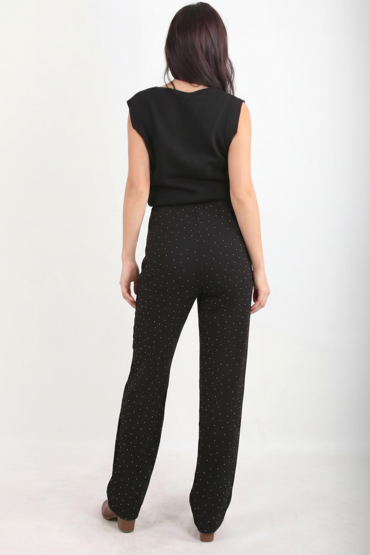 Black Wide‑Leg Trousers With Silver Stones