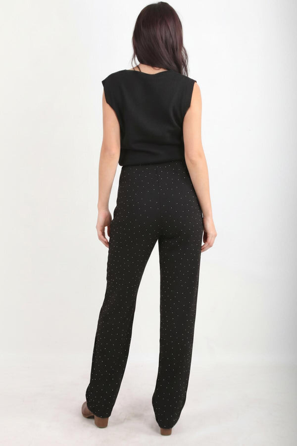 Black Wide‑Leg Trousers With Silver Stones