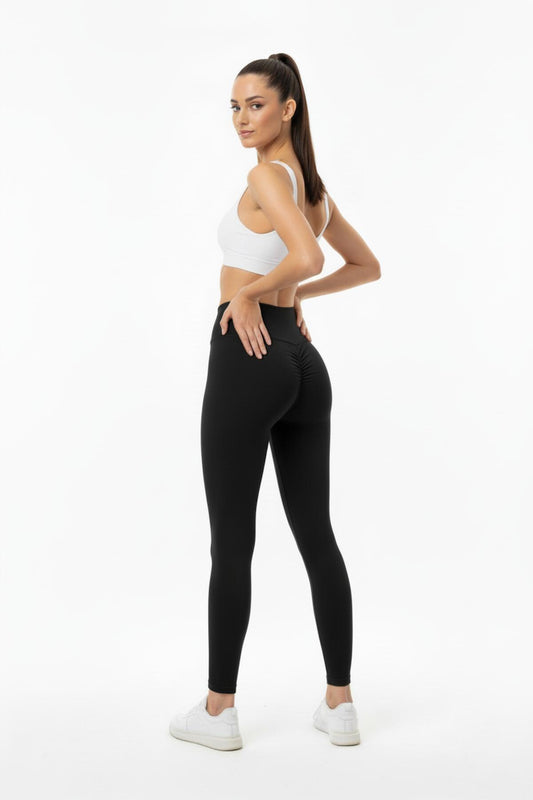 Push - Up - Leggings, Hoher Bund — Schwarz