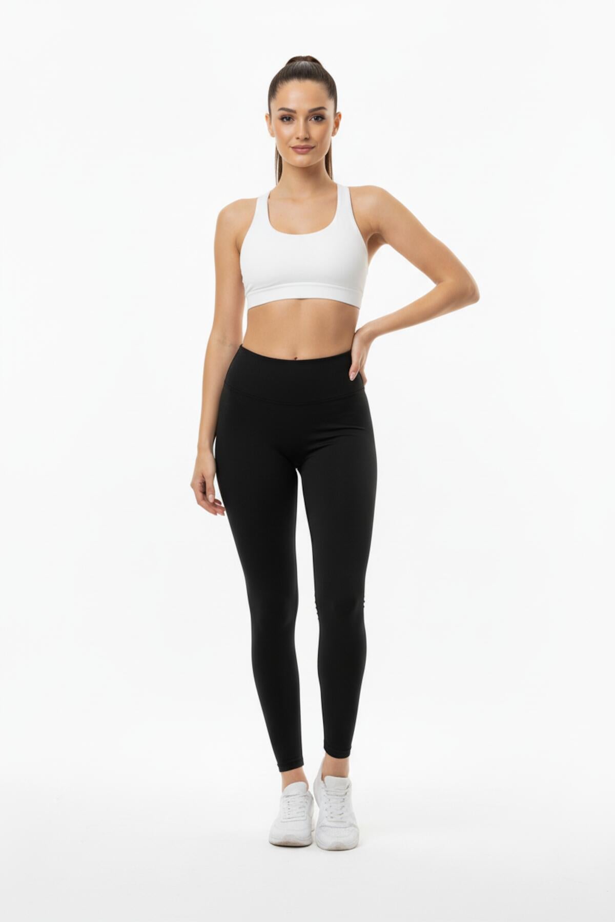 Push - Up - Leggings, Hoher Bund — Schwarz