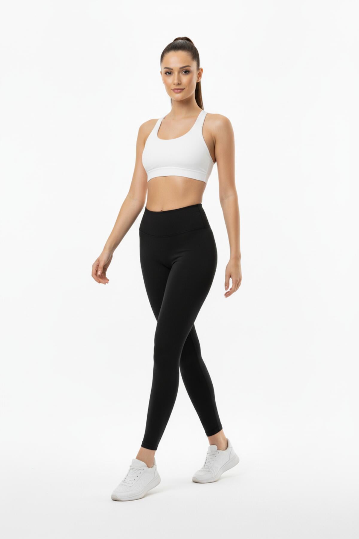 Push - Up - Leggings, Hoher Bund — Schwarz